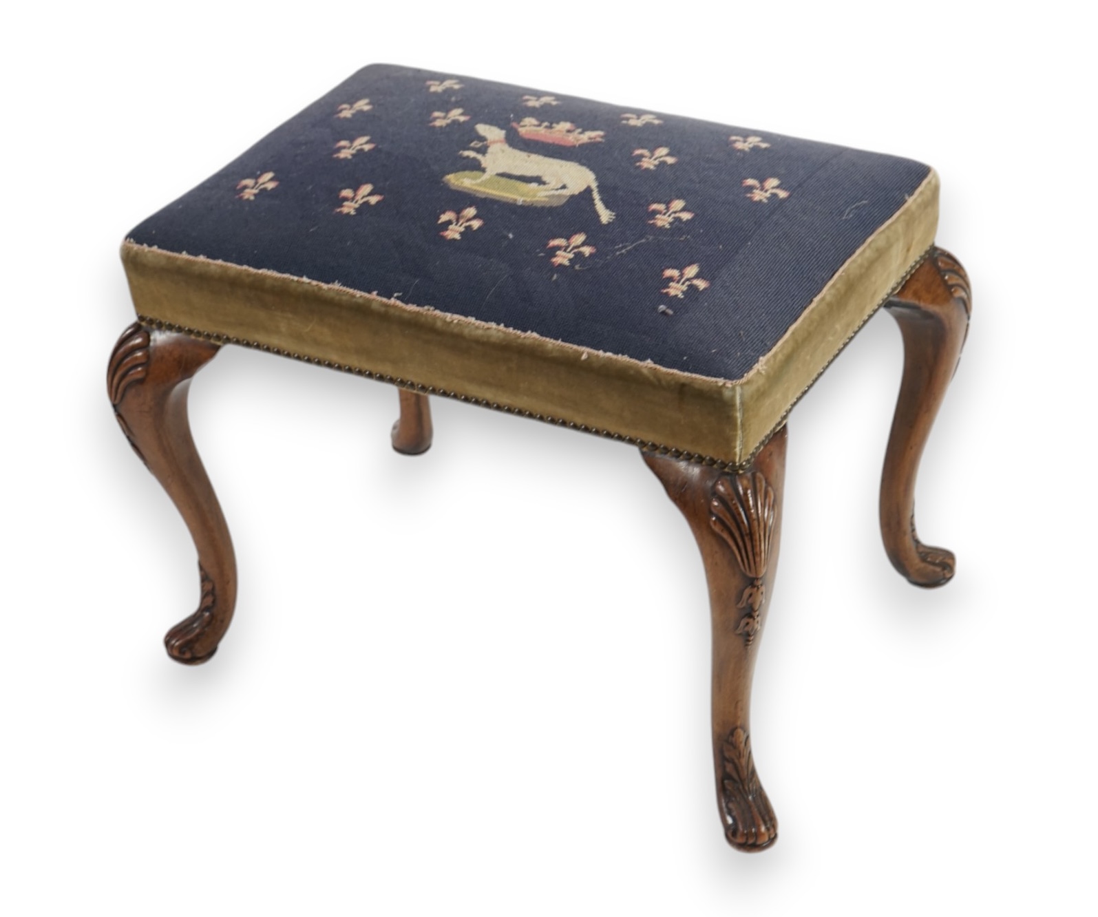 A Queen Anne style walnut dressing stool